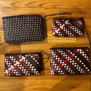 Woven clutch with 2 small pouches